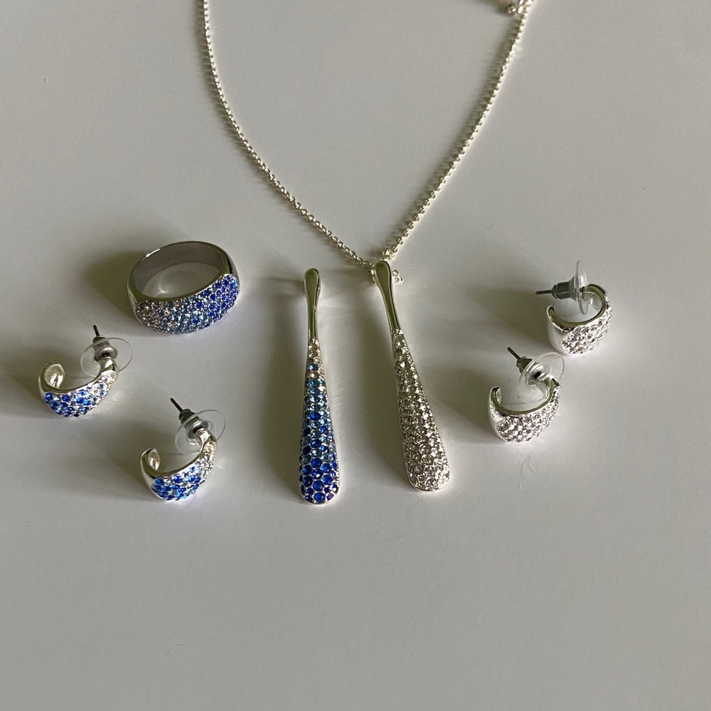 NVC Natalya Collister Rhinestone Set in Silver and Blue